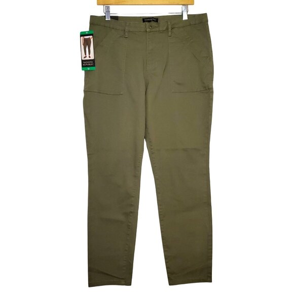 Banana Republic Pants - Banana Republic Womens Olive Green Utility Pants Size 12 Cotton Blend With Pocke